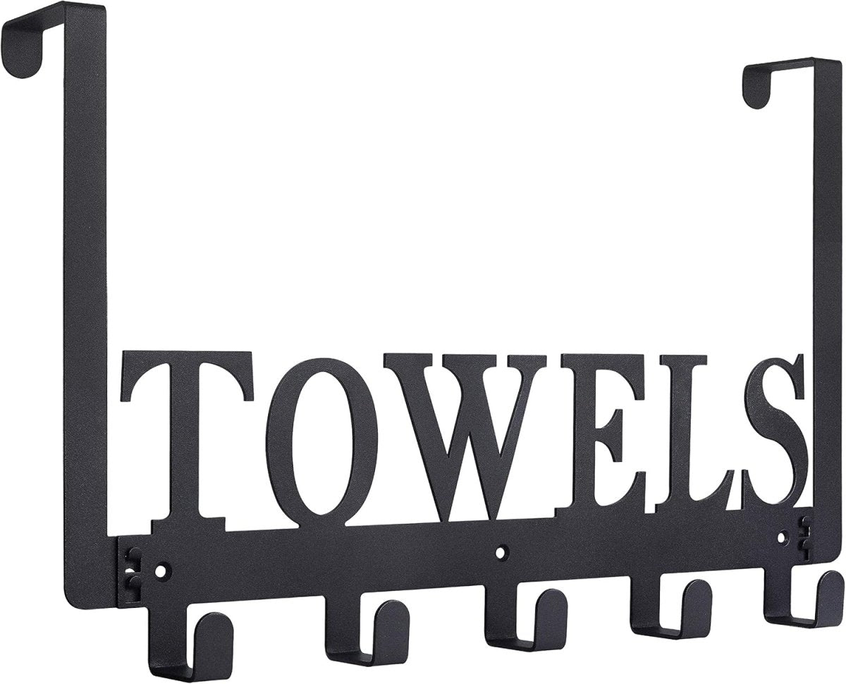 Kuhome Over The Door Hooks, Towel Holder for Bathroom, Door Mount Towel Rack Towel Hooks for Bedroom Beach Towels Bathrobe Wall Mount Hang on The Door Cabinet Cupboard Metal Sandblasted (Black) - Homesidy.com