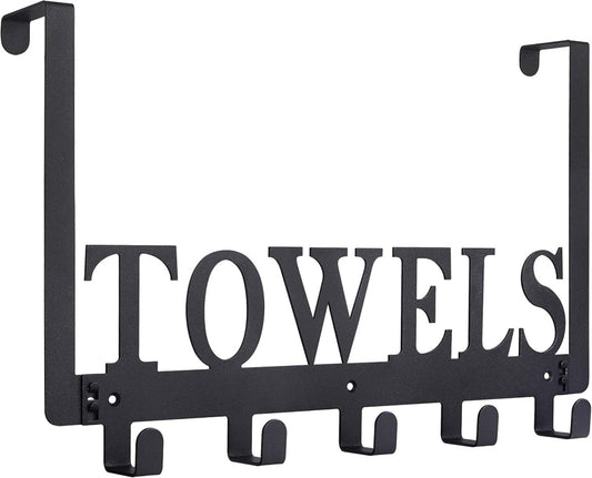 Kuhome Over The Door Hooks, Towel Holder for Bathroom, Door Mount Towel Rack Towel Hooks for Bedroom Beach Towels Bathrobe Wall Mount Hang on The Door Cabinet Cupboard Metal Sandblasted (Black) - Homesidy.com