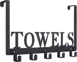 Kuhome Over The Door Hooks, Towel Holder for Bathroom, Door Mount Towel Rack Towel Hooks for Bedroom Beach Towels Bathrobe Wall Mount Hang on The Door Cabinet Cupboard Metal Sandblasted (Black) - Homesidy.com