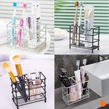 Urbanstrive 304 Stainless Steel Bathroom Toothbrush Holder Toothpaste Holder Stand Bathroom Accessories Organizer (Black, Small) - Homesidy.com