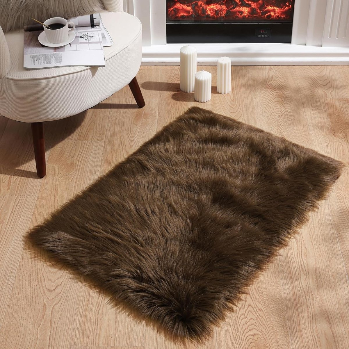 Ashler Faux Fur Rug, Fluffy White Small Sheepskin Rug, Ultra Soft 2x3 Ft Mat, Machine Washable Shag Mats, Nursery Throw for Bed, Living, Kids Room - Homesidy.com