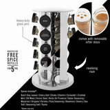 Kamenstein 20 Jar Revolving Countertop Spice Rack with Spices Included, FREE Spice Refills for 5 Years, Polished Stainless Steel with Black Caps, 30020 - Homesidy.com