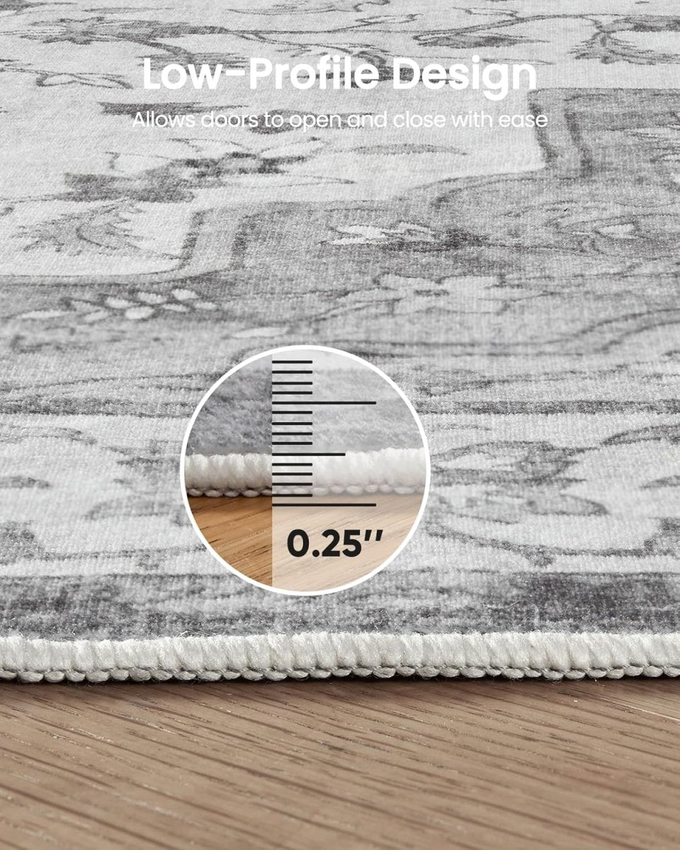 AMADA HOMEFURNISHING 8x10 Washable Area Rug, Low - Profile Large Area Rug with Non - Slip Backing &amp; Durable Edge Binding, Vintage Large Rugs for Living Room, Bedroom, Dinning Room - Homesidy.com