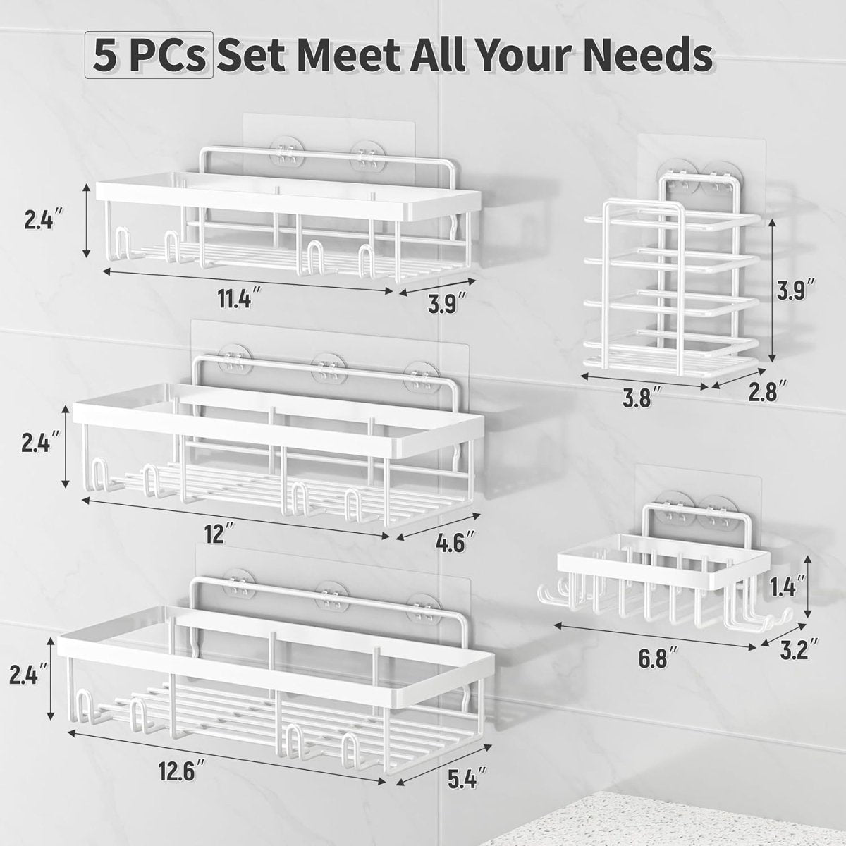 Liuoud 5 Pack Shower Caddy Organizer Rack Shelf for Inside Shower, Adhesive Bathroom Wall Storage Basket Rustproof Stainless Steel Shampoo Holder, Girly Bathroom Accessory Decor Set, Pink - Homesidy.com