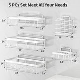 Liuoud 5 Pack Shower Caddy Organizer Rack Shelf for Inside Shower, Adhesive Bathroom Wall Storage Basket Rustproof Stainless Steel Shampoo Holder, Girly Bathroom Accessory Decor Set, Pink - Homesidy.com