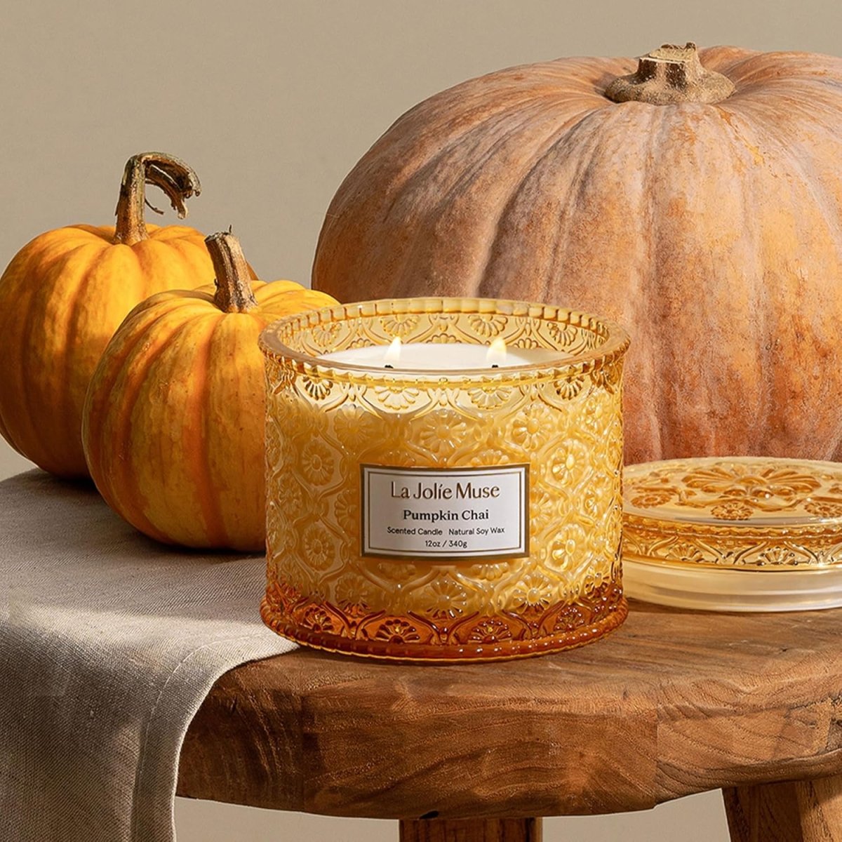 LA JOLIE MUSE Sahara Amber Candle – Bergamot, Clove &amp; Amber | 12 oz Large 2 - Wick Soy Wax Candle | 60 Hours Clean Burn | Gift - Ready for Hosts &amp; Gatherings | Elegant Home Décor - Homesidy.com