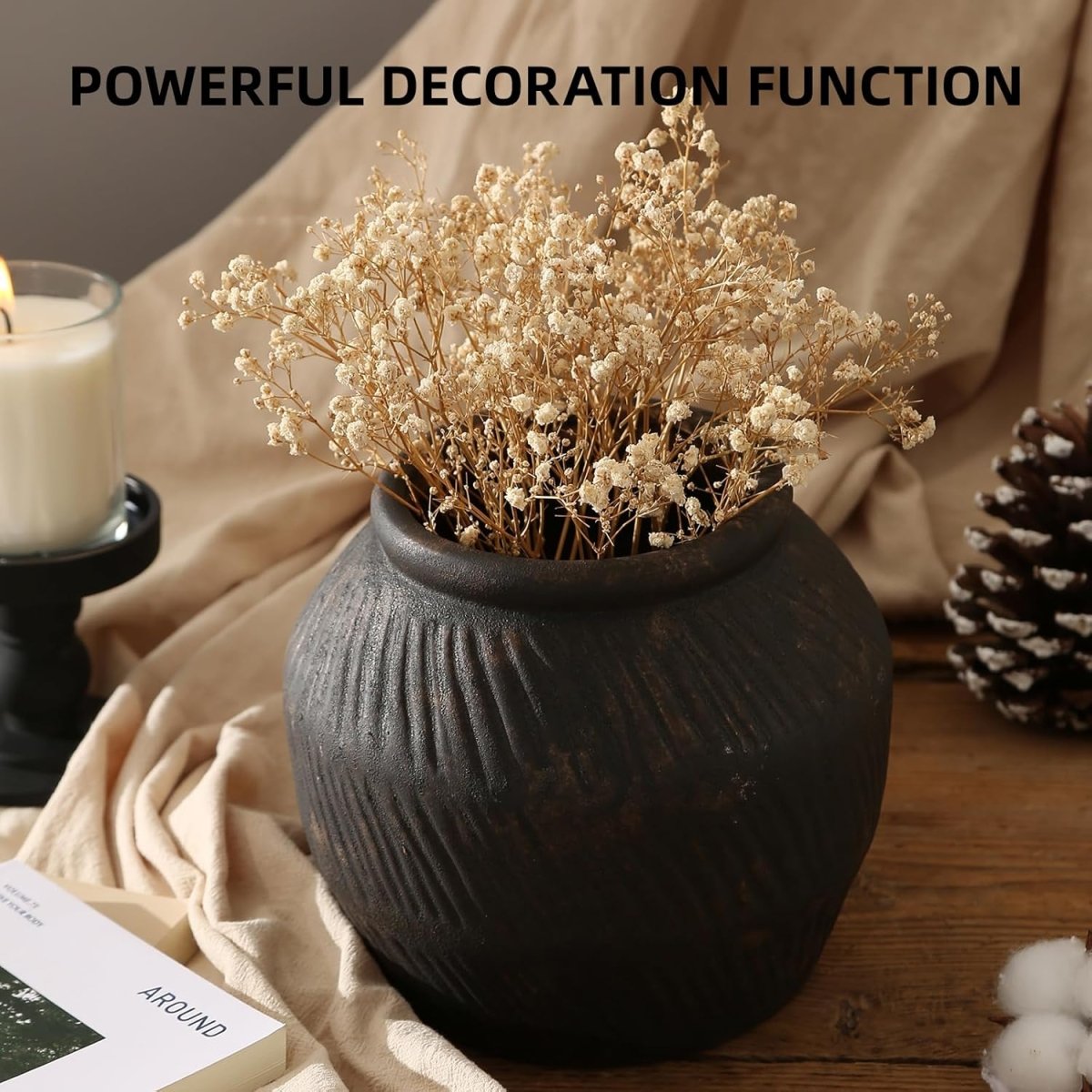Rustic Vases for Home Decor. Ceramic Vase for Dining Table Decor. Terracotta Decorative Vase 6.1IN. ZSHLXM - Homesidy.com