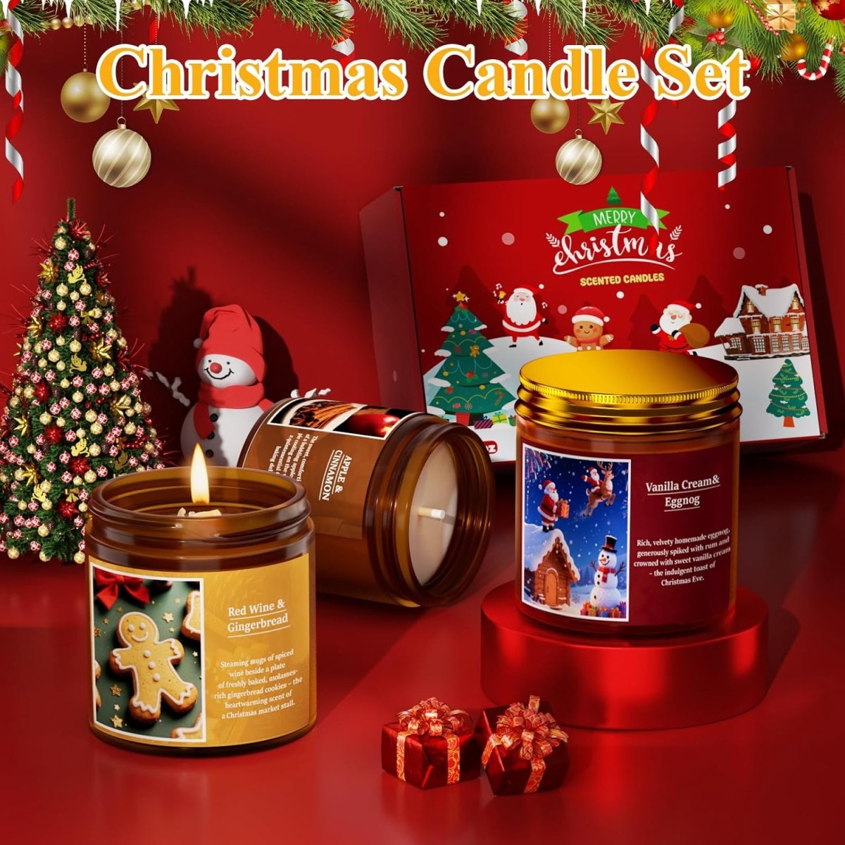 Christmas Candle Set, 6 Pack Candles for Home Scented, Aromatherapy Jar Candle Gifts for Women, Natural Soy Wax Long Lasting Glass Candle Set, Scented Candles for Christmas, Birthday, Thanksgiving Day - Homesidy.com