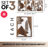 qmmp Modern Wooden Wall Sculptures - Set of 3 - MDF - Oak - Home Decor Accent - Large Wall Art for Living Room, Bedroom, Office - Easy Installation (Oak, Medium - Mountain and Sun, Unframed) - Homesidy.com