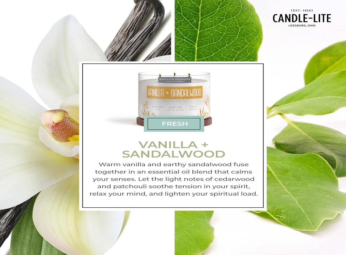 Candle - lite Essential Elements Scented Candles, Eucalyptus &amp; Mint Leaf, 14.75 oz Jar, Proudly Poured in The USA, Aromatherapy, 3 - Wick with 45 Hours Burn Time, Perfect for Creating a Relaxing Ambiance - Homesidy.com