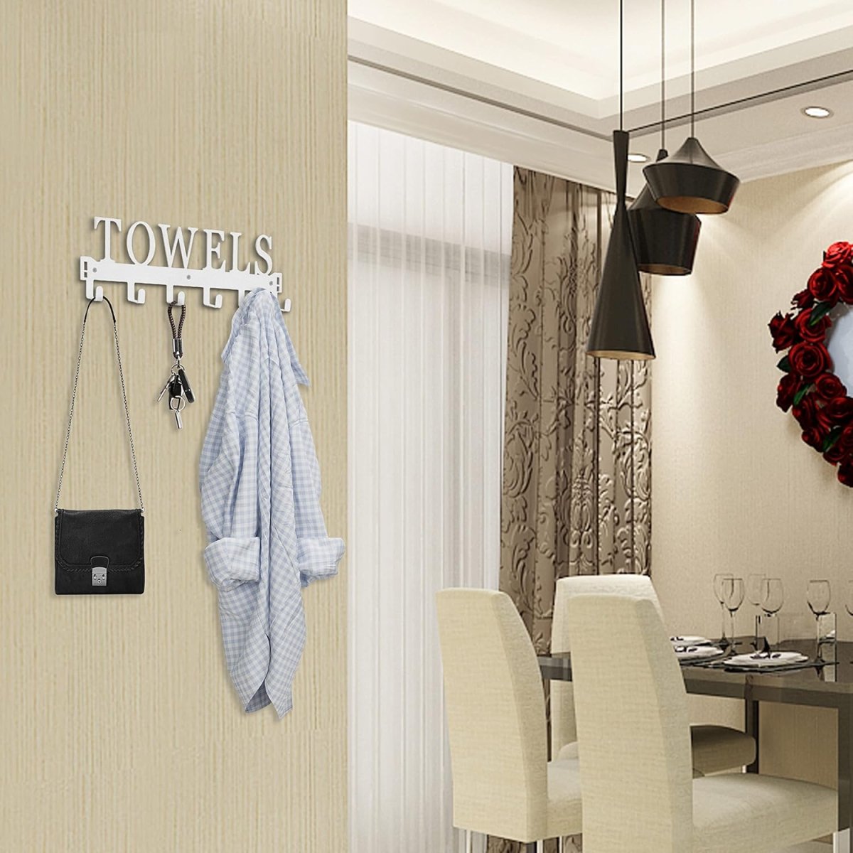 Kuhome Over The Door Hooks, Towel Holder for Bathroom, Door Mount Towel Rack Towel Hooks for Bedroom Beach Towels Bathrobe Wall Mount Hang on The Door Cabinet Cupboard Metal Sandblasted (Black) - Homesidy.com