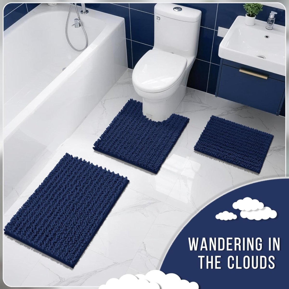 Yimobra Bathroom Rugs Non Slip Washable - Ultra Soft Absorbent Chenille Bath Mat, Quick Dry Shaggy Floor Carpet for Tub Shower, Gray Home Decor Accessories, 24x17 Inch - Homesidy.com