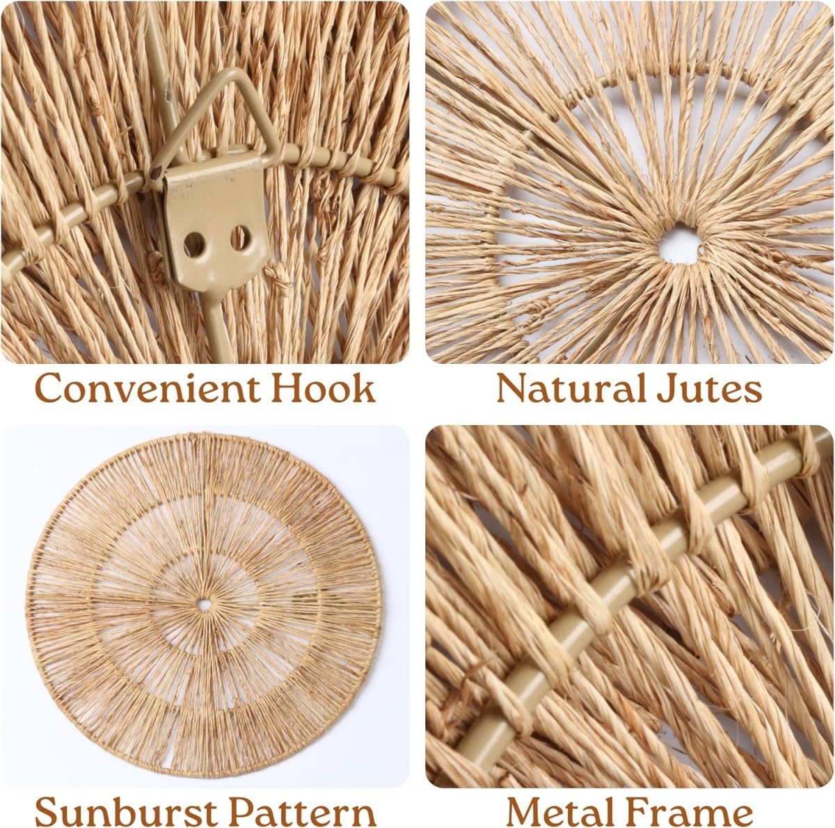 CHI AN HOME Wicker 23 Inch Jute Wall Decor Baskets, Set of 6 Extra Large Woven Jute Wall Plates, 23&34;,21&34;,15&34;,13&34;,12,10&34;, Decorative Baskets for Wall Arts, Wall Hanging for Bedroom, Living Room, Office - Homesidy.com
