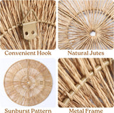 CHI AN HOME Wicker 23 Inch Jute Wall Decor Baskets, Set of 6 Extra Large Woven Jute Wall Plates, 23&34;,21&34;,15&34;,13&34;,12,10&34;, Decorative Baskets for Wall Arts, Wall Hanging for Bedroom, Living Room, Office - Homesidy.com