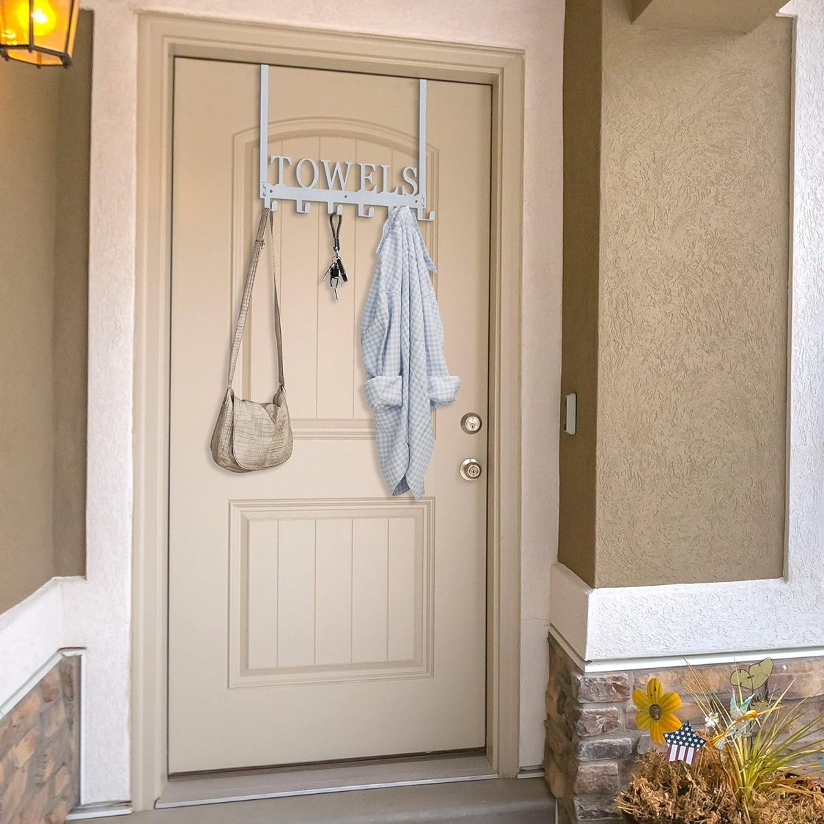 Kuhome Over The Door Hooks, Towel Holder for Bathroom, Door Mount Towel Rack Towel Hooks for Bedroom Beach Towels Bathrobe Wall Mount Hang on The Door Cabinet Cupboard Metal Sandblasted (Black) - Homesidy.com