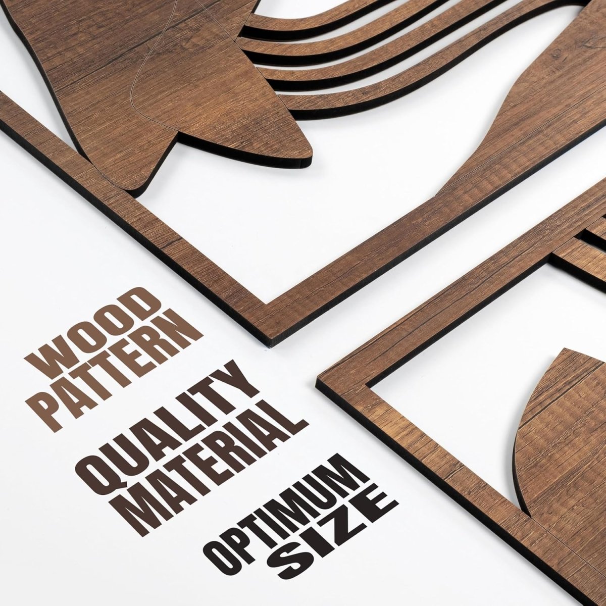 qmmp Modern Wooden Wall Sculptures - Set of 3 - MDF - Oak - Home Decor Accent - Large Wall Art for Living Room, Bedroom, Office - Easy Installation (Oak, Medium - Mountain and Sun, Unframed) - Homesidy.com