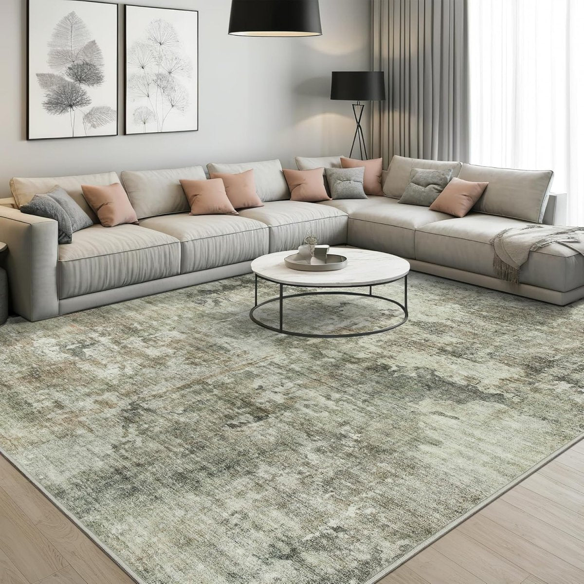 Soalmost Washable Area Rug 8x10, Large Soft Rugs for Living Room Vintage Beige Carpet 8x10 Area Rugs for Bedroom Dining Room Non - Slip Stain Resistant Under Table Rug - Homesidy.com