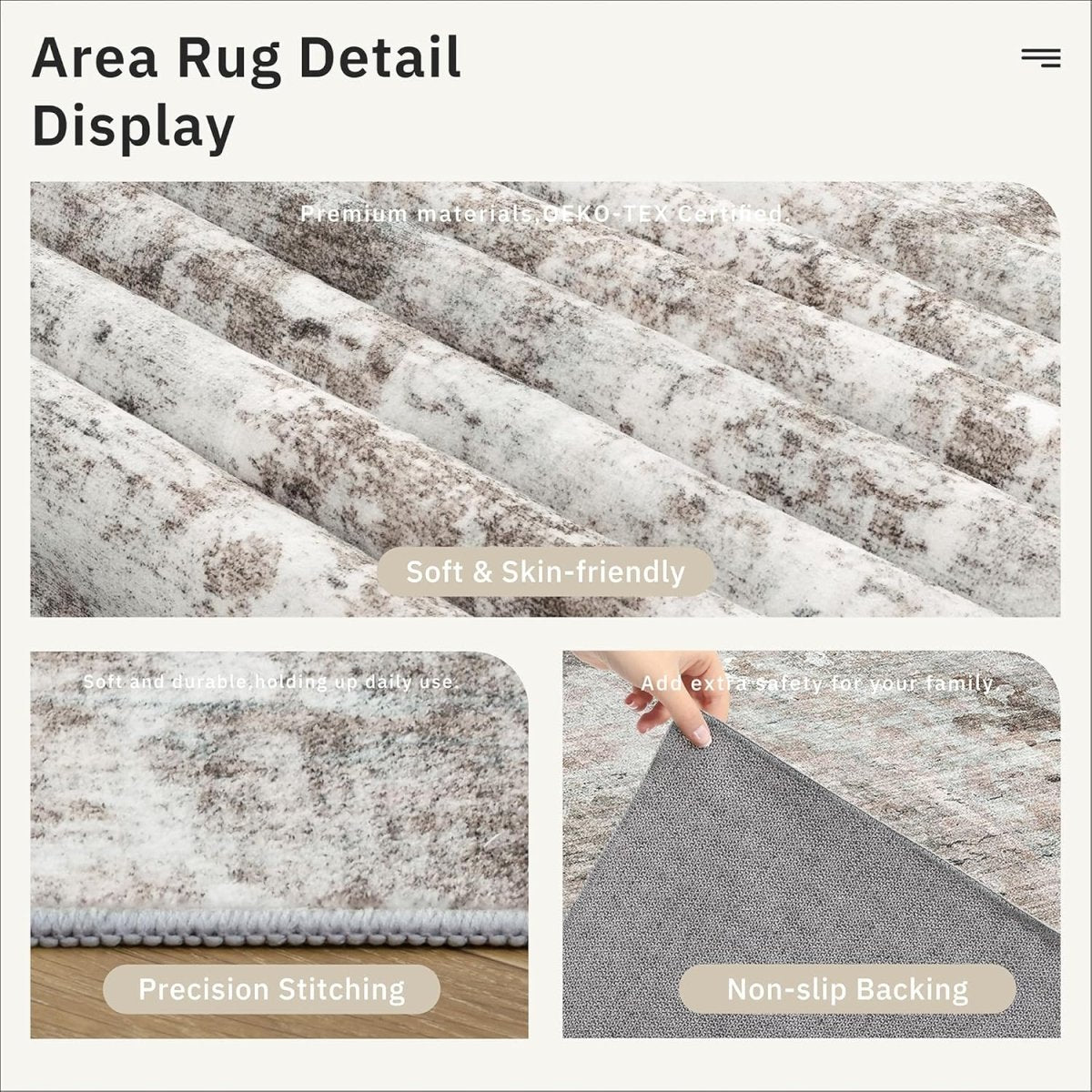 Soalmost Washable Area Rug 8x10, Large Soft Rugs for Living Room Vintage Beige Carpet 8x10 Area Rugs for Bedroom Dining Room Non - Slip Stain Resistant Under Table Rug - Homesidy.com