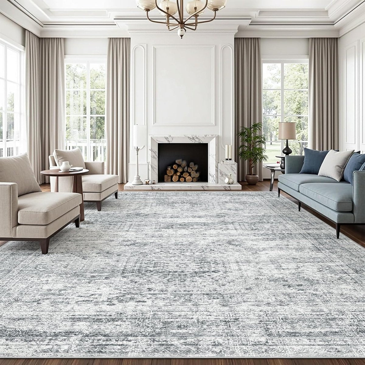 Soalmost Washable Area Rug 8x10, Large Soft Rugs for Living Room Vintage Beige Carpet 8x10 Area Rugs for Bedroom Dining Room Non - Slip Stain Resistant Under Table Rug - Homesidy.com