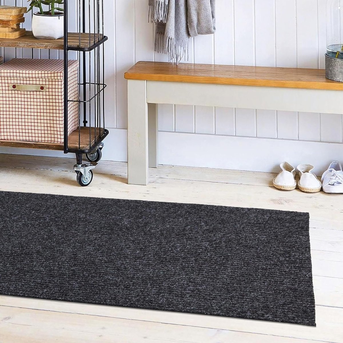 Ottomanson Hallway Runner Rug 2 x 6 Durable Non - Slip Mat with Scraper Pile for Indoor &amp; Outdoor Use - Ideal for Kitchen, Entryway, Patio &amp; Garage - High - Traffic Carpet, Black - Homesidy.com