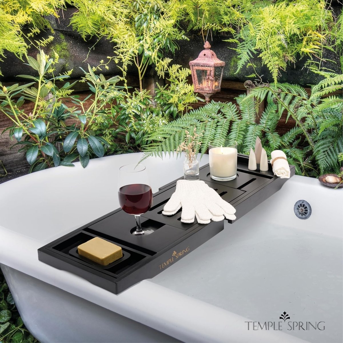 Temple Spring Wooden Bathtub Tray, Bamboo Bathroom Accessories, Bath Tray for Tub, at Home Spa Essentials, Board for Tub Table, Bath Caddy for Bathtub Accessories &amp; Bathroom Essentials – Natural - Homesidy.com