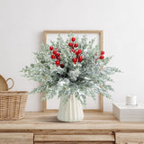 Watayo 60 Pcs Christmas Artificial Pine Branches with Red Berry Stems, 10.5&34; Faux Evergreen Norfolk Pine Cypress Leaves Stems, Fake Foliage Pine Needles Picks for DIY Craft Garland Home Decor - Homesidy.com