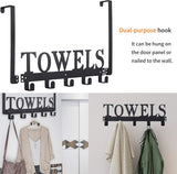 Kuhome Over The Door Hooks, Towel Holder for Bathroom, Door Mount Towel Rack Towel Hooks for Bedroom Beach Towels Bathrobe Wall Mount Hang on The Door Cabinet Cupboard Metal Sandblasted (Black) - Homesidy.com