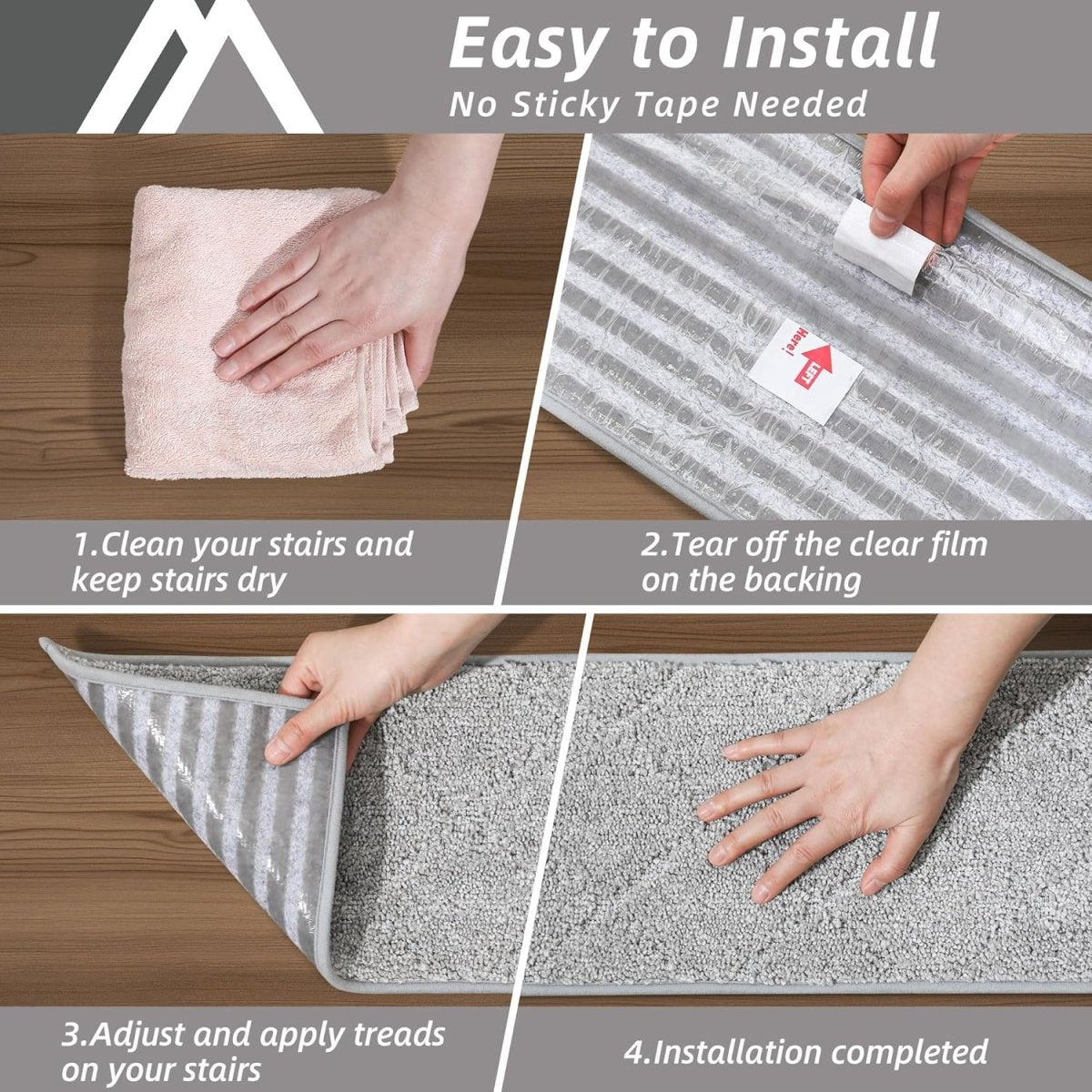 COSY HOMEER Edging Stair Treads Non - Slip Carpet Mat 28inX9in Indoor Stair Runners for Wooden Steps, Edging Stair Rugs for Kids and Dogs, 100% Polyester TPE Backing (15pc, Beige) - Homesidy.com