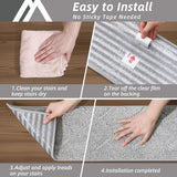 COSY HOMEER Edging Stair Treads Non - Slip Carpet Mat 28inX9in Indoor Stair Runners for Wooden Steps, Edging Stair Rugs for Kids and Dogs, 100% Polyester TPE Backing (15pc, Beige) - Homesidy.com