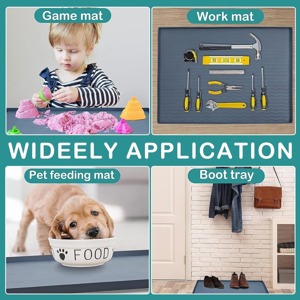 URMONA Waterproof Silicone Under Sink Mat 31 x 22 Shelf Liner for Kitchen and Bathroom, Cabinet and Counter Protector, Storage and Organizers, Litter Mat, Pet Cat Puppy Essentials(Dark Grey) - Homesidy.com