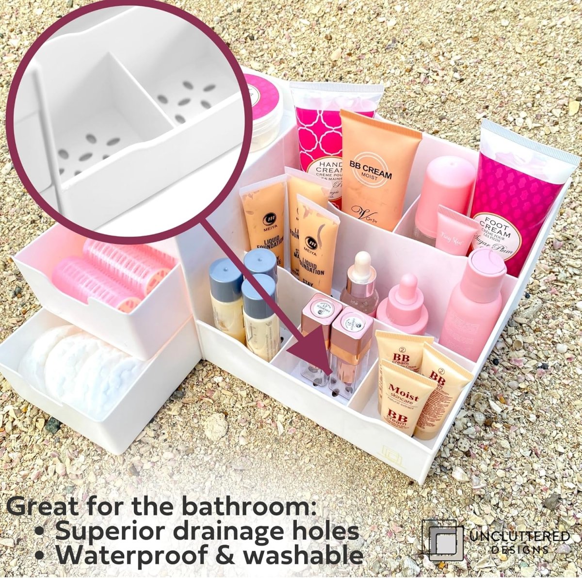 Uncluttered Designs Large Black Vanity Organizer - Countertop Mens Organizer With Drawers for Cologne, Deodorant, Beard, Shaving Lotion, Perfume &amp; Skincare - Perfect for Bathroom &amp; Bedroom Storage - Homesidy.com