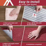COSY HOMEER Edging Stair Treads Non - Slip Carpet Mat 28inX9in Indoor Stair Runners for Wooden Steps, Edging Stair Rugs for Kids and Dogs, 100% Polyester TPE Backing (15pc, Beige) - Homesidy.com