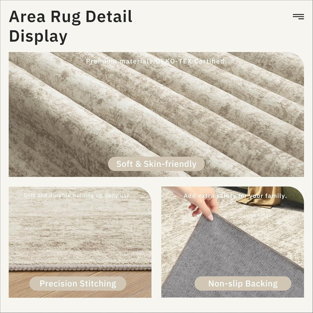 Soalmost Washable Area Rug 8x10, Large Soft Rugs for Living Room Vintage Beige Carpet 8x10 Area Rugs for Bedroom Dining Room Non - Slip Stain Resistant Under Table Rug - Homesidy.com
