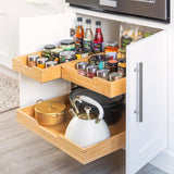 HOLDN’ STORAGE Bamboo Wooden Pull out Cabinet Organizer. 17&34; W x 21&34; D - Requires At Least a 18.25&34; W x 21&34; D.Cabinet Opening. W/Lifetime Limited Warranty. Bamboo Tray and Heavy gauge metal rails. - Homesidy.com
