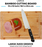 Bamboo Cutting Boards for Kitchen [Set of 3] Wood Cutting Board for Chopping Meat, Vegetables, Fruits, Cheese, Knife Friendly Serving Tray with Handles - Homesidy.com