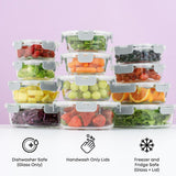 JoyJolt 24pc Borosilicate Glass Storage Containers with Lids | 12 Airtight/Freezer Safe Food Storage Containers for Pantry and Kitchen | Meal Prep Container for Lunch | Glass Tupperware Set - Homesidy.com