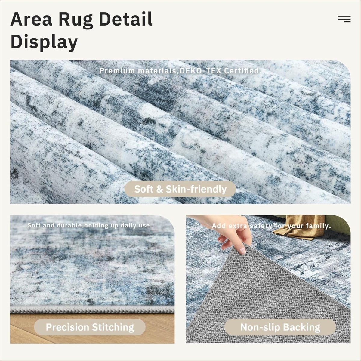 Soalmost Washable Area Rug 8x10, Large Soft Rugs for Living Room Vintage Beige Carpet 8x10 Area Rugs for Bedroom Dining Room Non - Slip Stain Resistant Under Table Rug - Homesidy.com