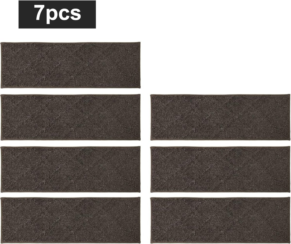 COSY HOMEER Edging Stair Treads Non - Slip Carpet Mat 28inX9in Indoor Stair Runners for Wooden Steps, Edging Stair Rugs for Kids and Dogs, 100% Polyester TPE Backing (15pc, Beige) - Homesidy.com