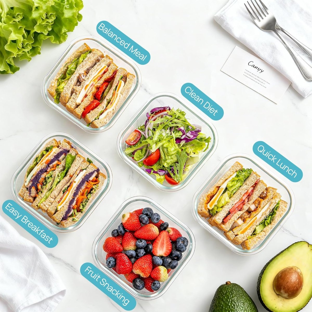 Vtopmart 5Pack 22oz Glass Storage Containers with Lids, Glass Meal Prep Food Container Sets with Snap Airtight Lids for Microwave, Oven, Freezer and Dishwasher, Grey - Homesidy.com
