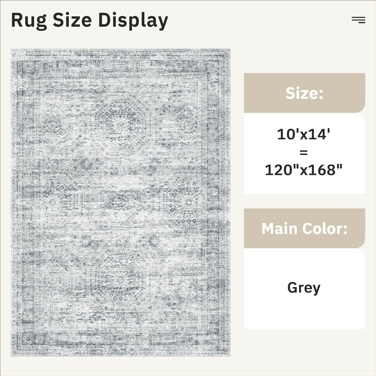 Soalmost Washable Area Rug 8x10, Large Soft Rugs for Living Room Vintage Beige Carpet 8x10 Area Rugs for Bedroom Dining Room Non - Slip Stain Resistant Under Table Rug - Homesidy.com