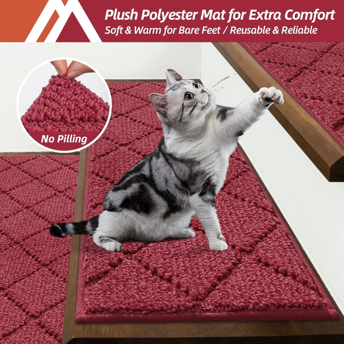 COSY HOMEER Edging Stair Treads Non - Slip Carpet Mat 28inX9in Indoor Stair Runners for Wooden Steps, Edging Stair Rugs for Kids and Dogs, 100% Polyester TPE Backing (15pc, Beige) - Homesidy.com