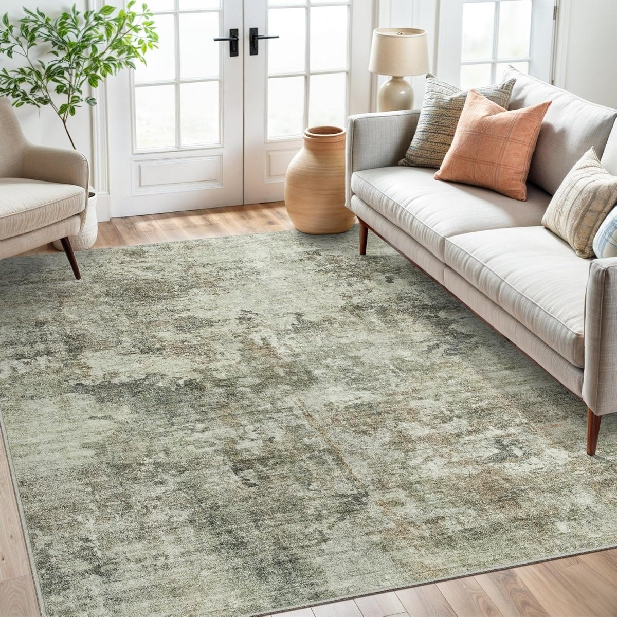 Soalmost Washable Area Rug 8x10, Large Soft Rugs for Living Room Vintage Beige Carpet 8x10 Area Rugs for Bedroom Dining Room Non - Slip Stain Resistant Under Table Rug - Homesidy.com