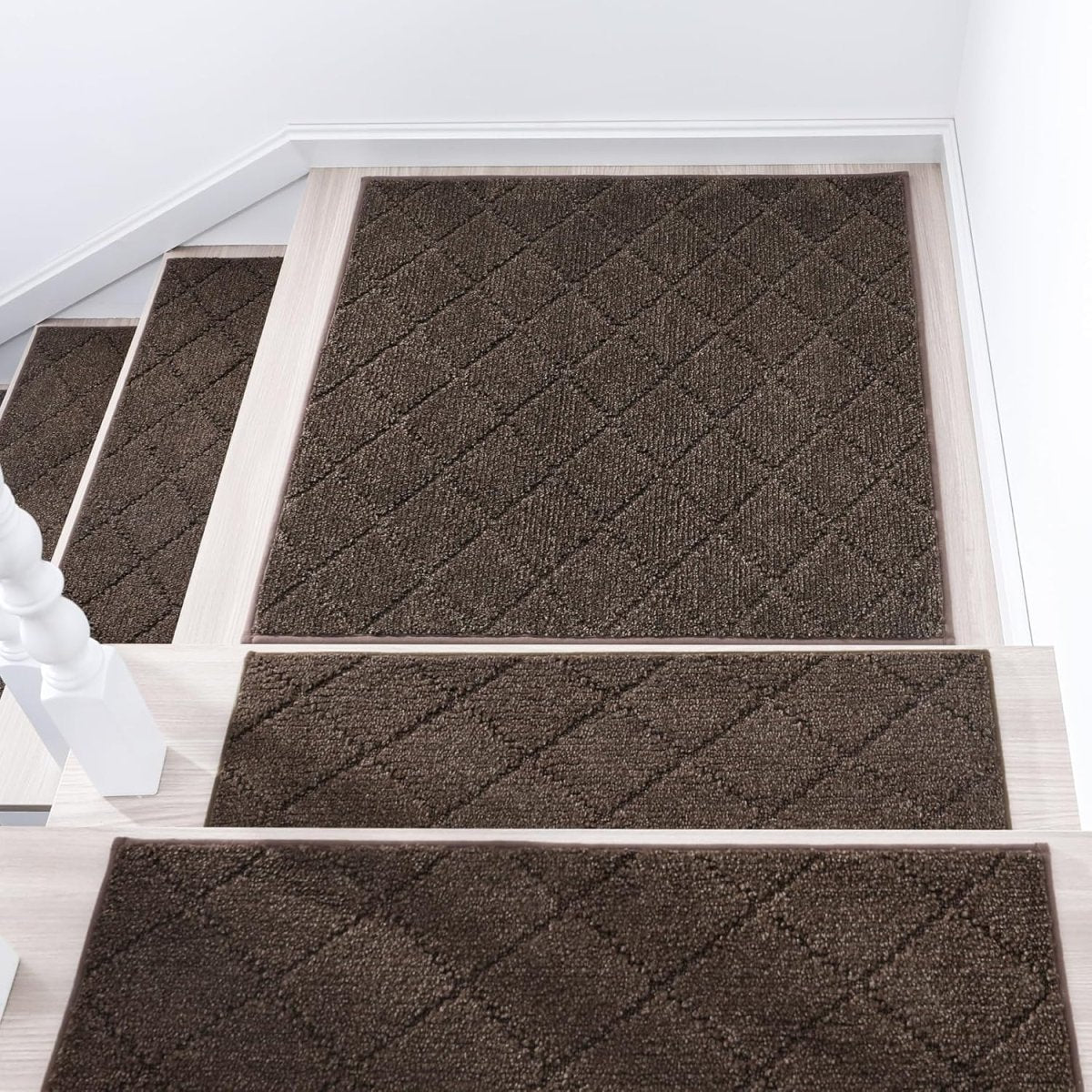 COSY HOMEER Edging Stair Treads Non - Slip Carpet Mat 28inX9in Indoor Stair Runners for Wooden Steps, Edging Stair Rugs for Kids and Dogs, 100% Polyester TPE Backing (15pc, Beige) - Homesidy.com