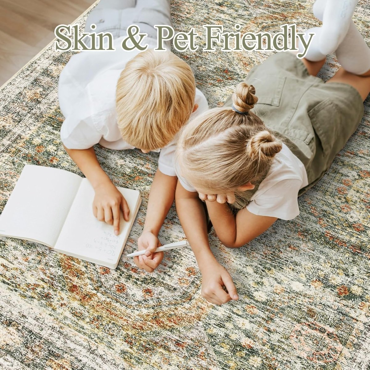 Soalmost Washable Area Rug 8x10, Large Soft Rugs for Living Room Vintage Beige Carpet 8x10 Area Rugs for Bedroom Dining Room Non - Slip Stain Resistant Under Table Rug - Homesidy.com