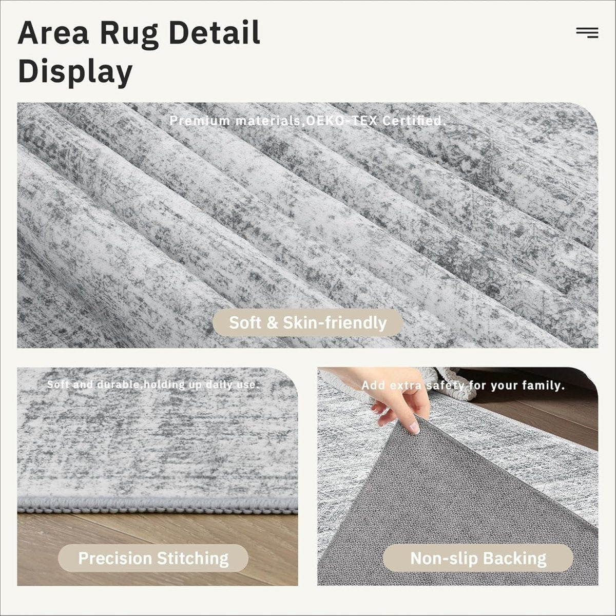 Soalmost Washable Area Rug 8x10, Large Soft Rugs for Living Room Vintage Beige Carpet 8x10 Area Rugs for Bedroom Dining Room Non - Slip Stain Resistant Under Table Rug - Homesidy.com