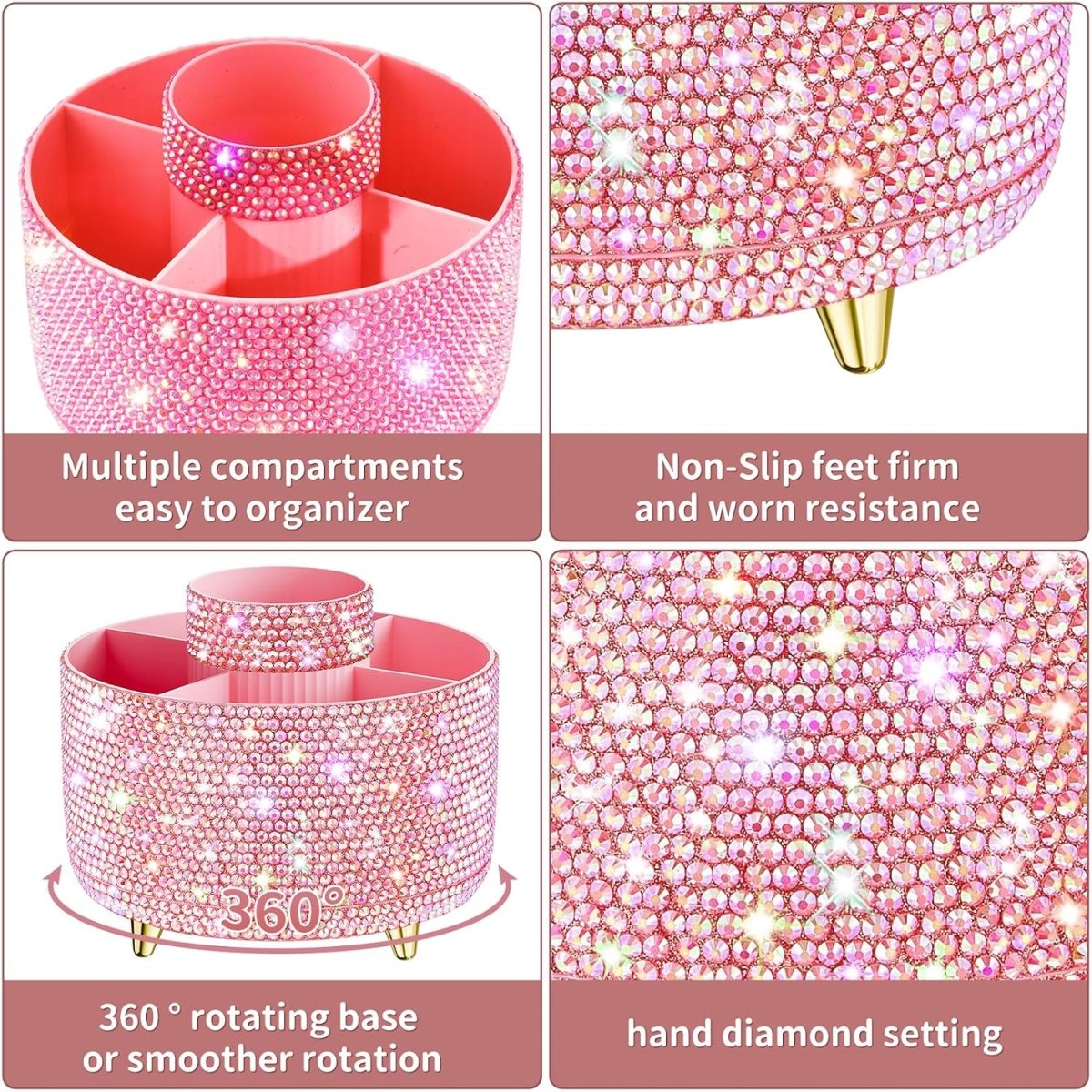 fanado 360° Rotate Makeup Brush Holder Organizer, Makeup Organizers Countertop, Makeup organization and Skincare Storage for Vanity, Desktop, Bathroom (White) - Homesidy.com