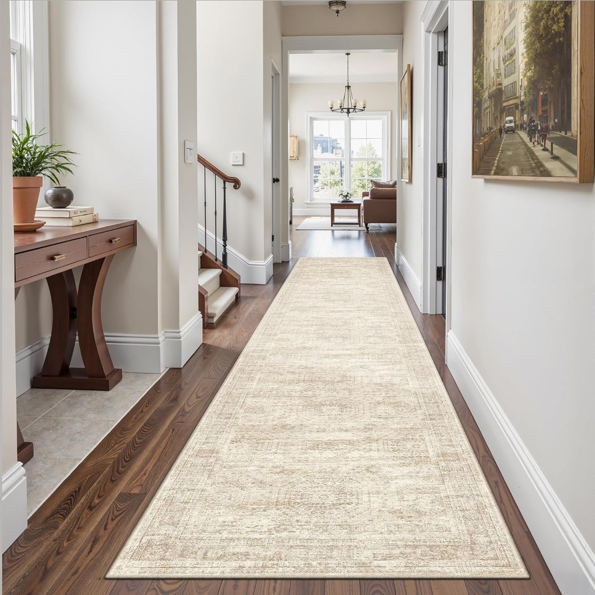 Soalmost Washable Area Rug 8x10, Large Soft Rugs for Living Room Vintage Beige Carpet 8x10 Area Rugs for Bedroom Dining Room Non - Slip Stain Resistant Under Table Rug - Homesidy.com