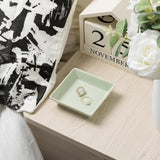 Mecaikru Ceramic Trinket Dish, Ring Tray, Decorative Jewelry Dish for Earrings Necklaces Watch Keys, for Women, White Green - Homesidy.com