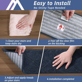 COSY HOMEER Edging Stair Treads Non - Slip Carpet Mat 28inX9in Indoor Stair Runners for Wooden Steps, Edging Stair Rugs for Kids and Dogs, 100% Polyester TPE Backing (15pc, Beige) - Homesidy.com
