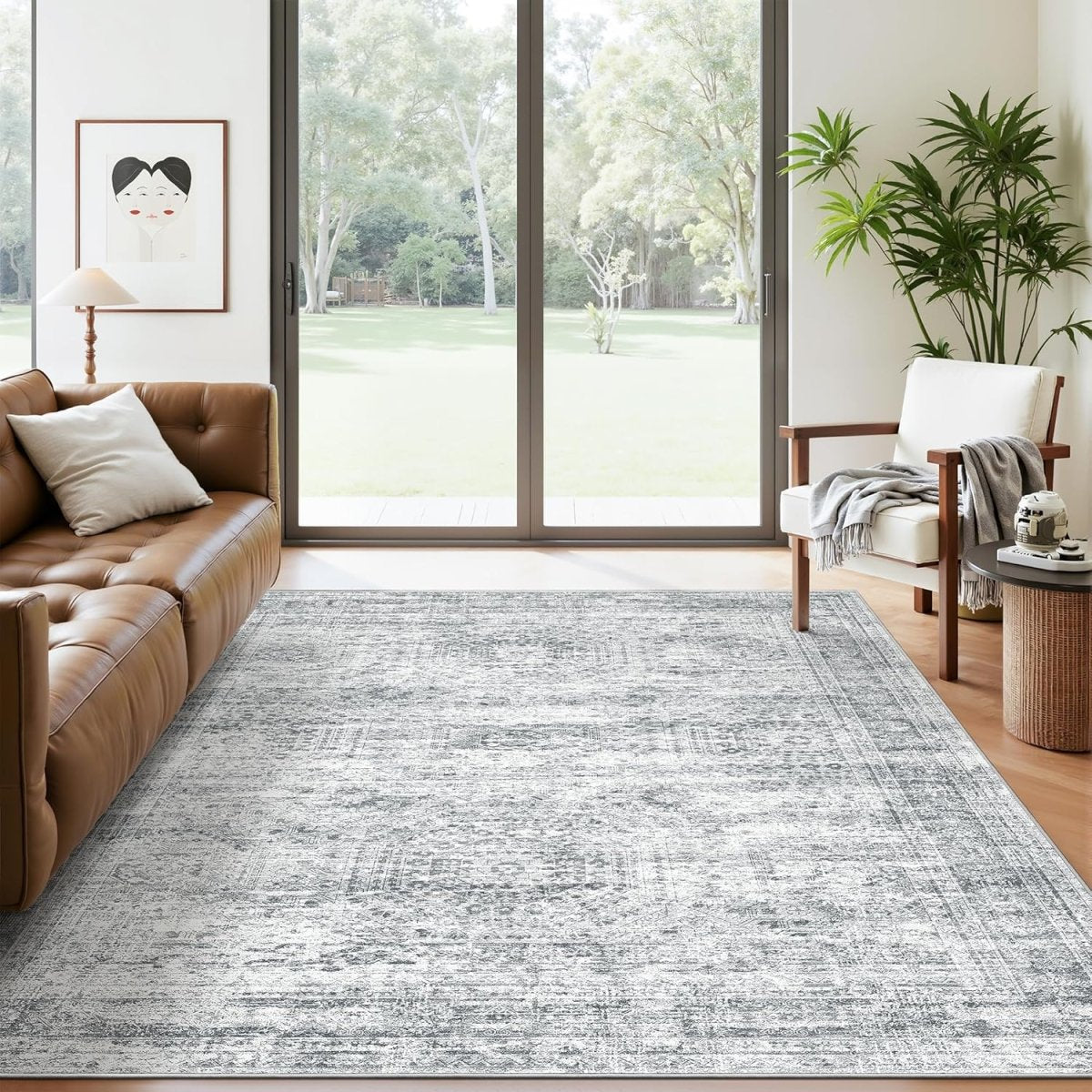 Soalmost Washable Area Rug 8x10, Large Soft Rugs for Living Room Vintage Beige Carpet 8x10 Area Rugs for Bedroom Dining Room Non - Slip Stain Resistant Under Table Rug - Homesidy.com